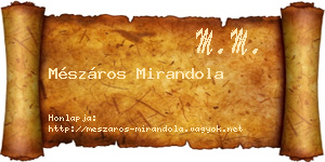 Mészáros Mirandola névjegykártya